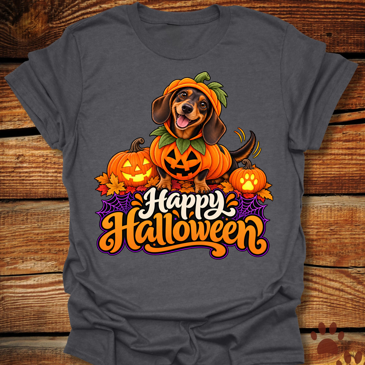 "Happy Halloween" Dachshund Pumpkin T-Shirt