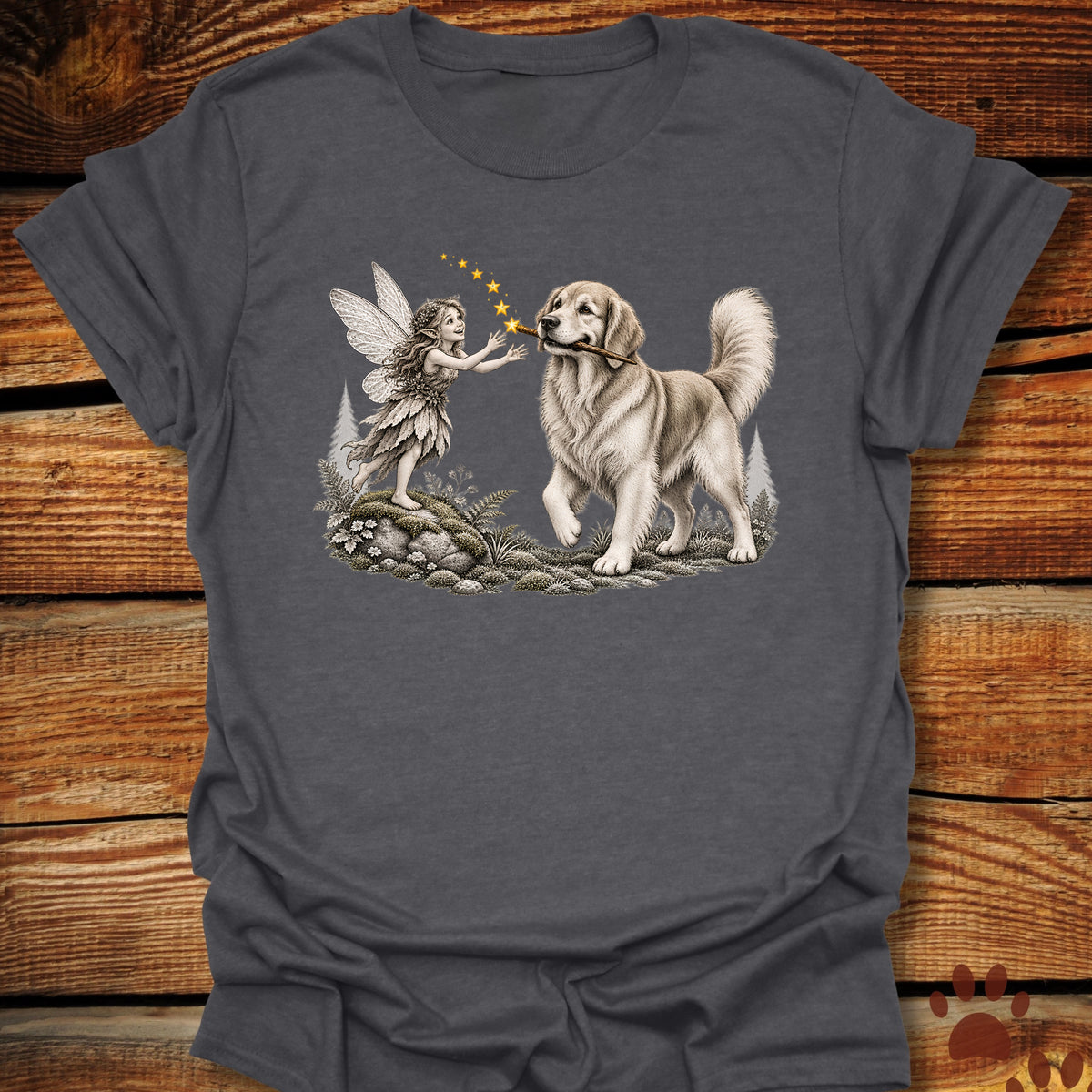 Golden Retriever Whimsical Fairy T-Shirt