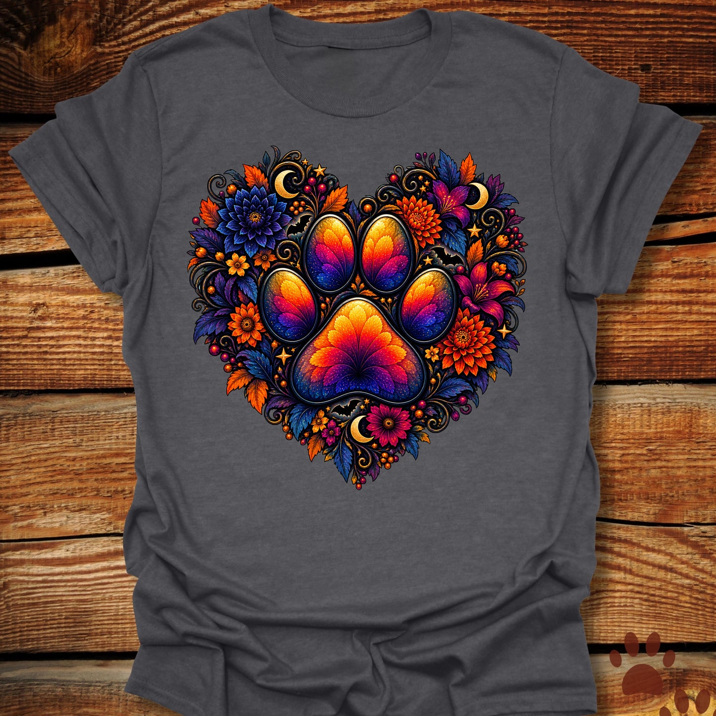 Celestial Autumn Paw Heart T-Shirt