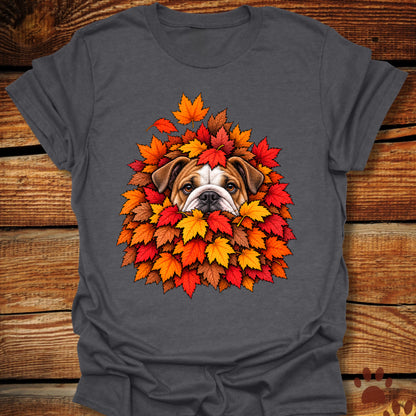 Bulldog Leaf Pile T-Shirt - Front & Back Print