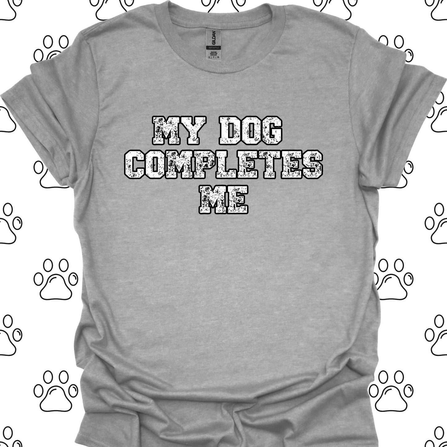 My Dog Completes Me Retro-Style T-Shirt