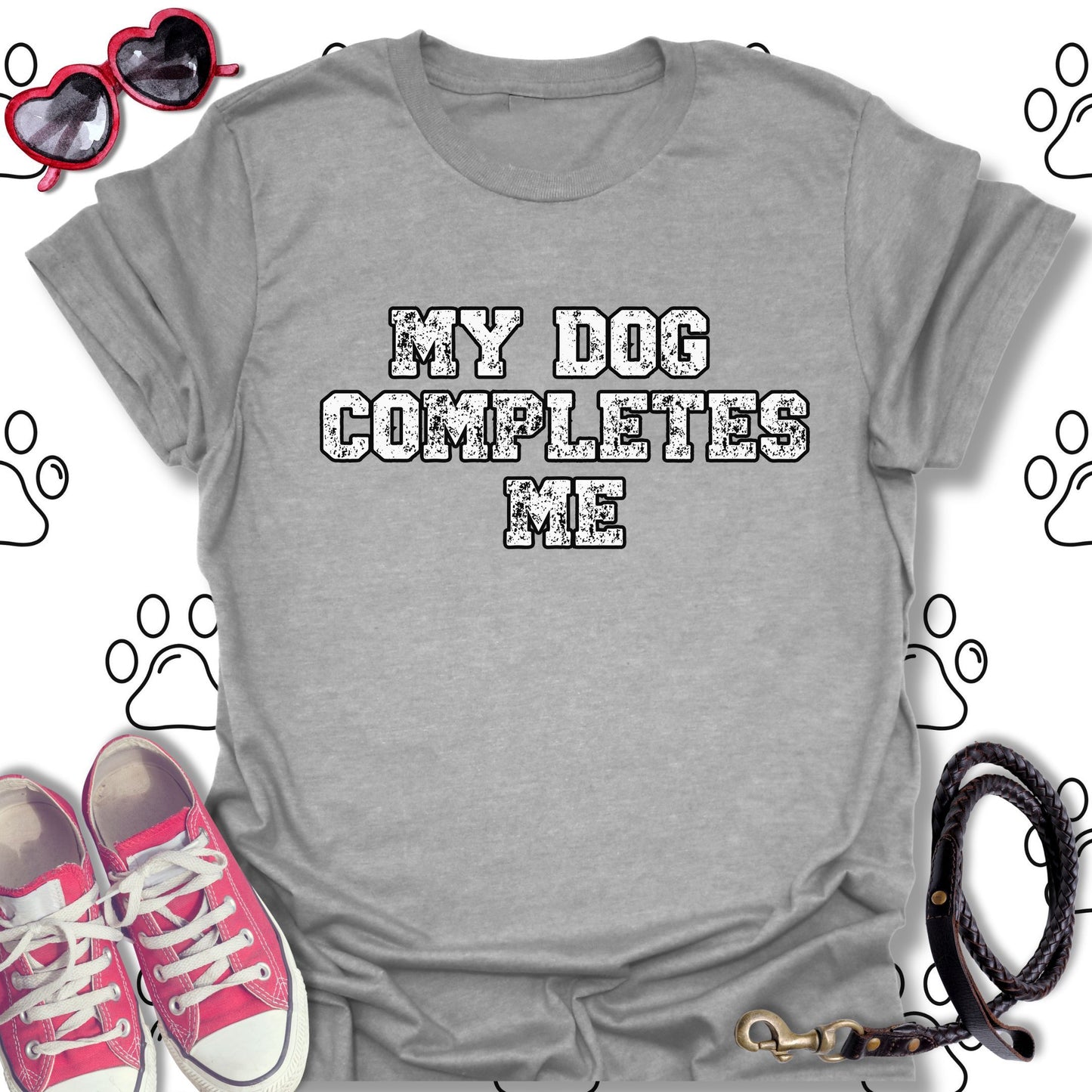 My Dog Completes Me Retro-Style T-Shirt