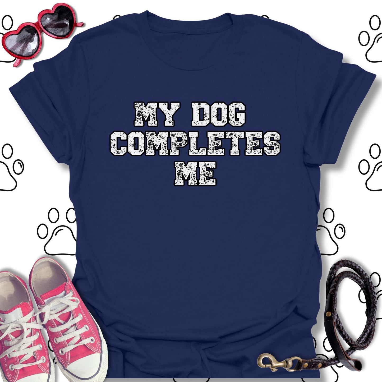 My Dog Completes Me Retro-Style T-Shirt