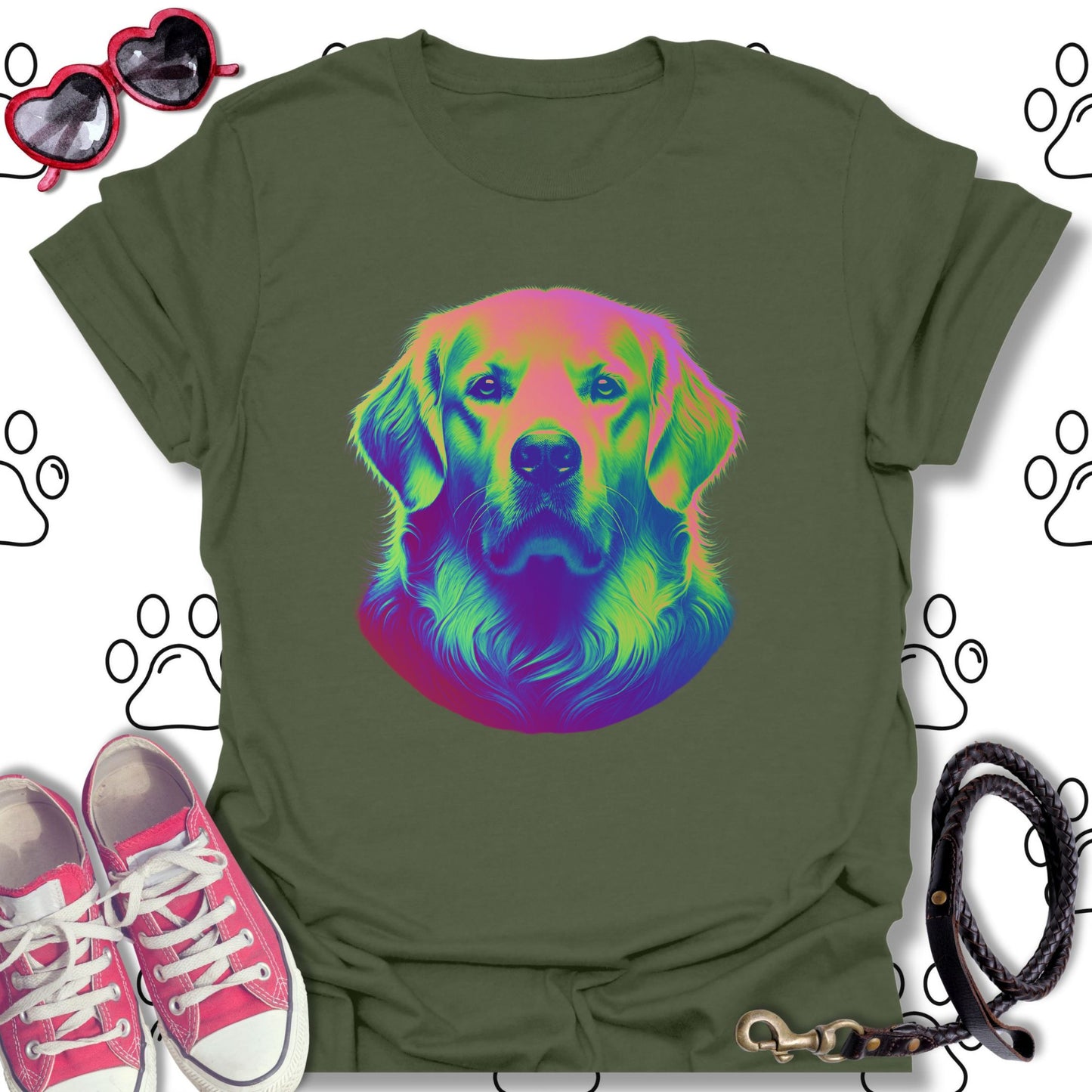 Colorful Psychedelic Golden Retriever