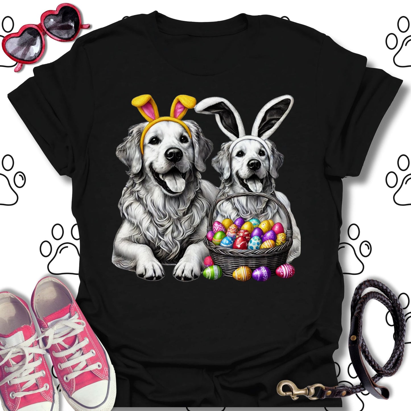 Golden Retriever Pair Easter Bunny T-Shirt