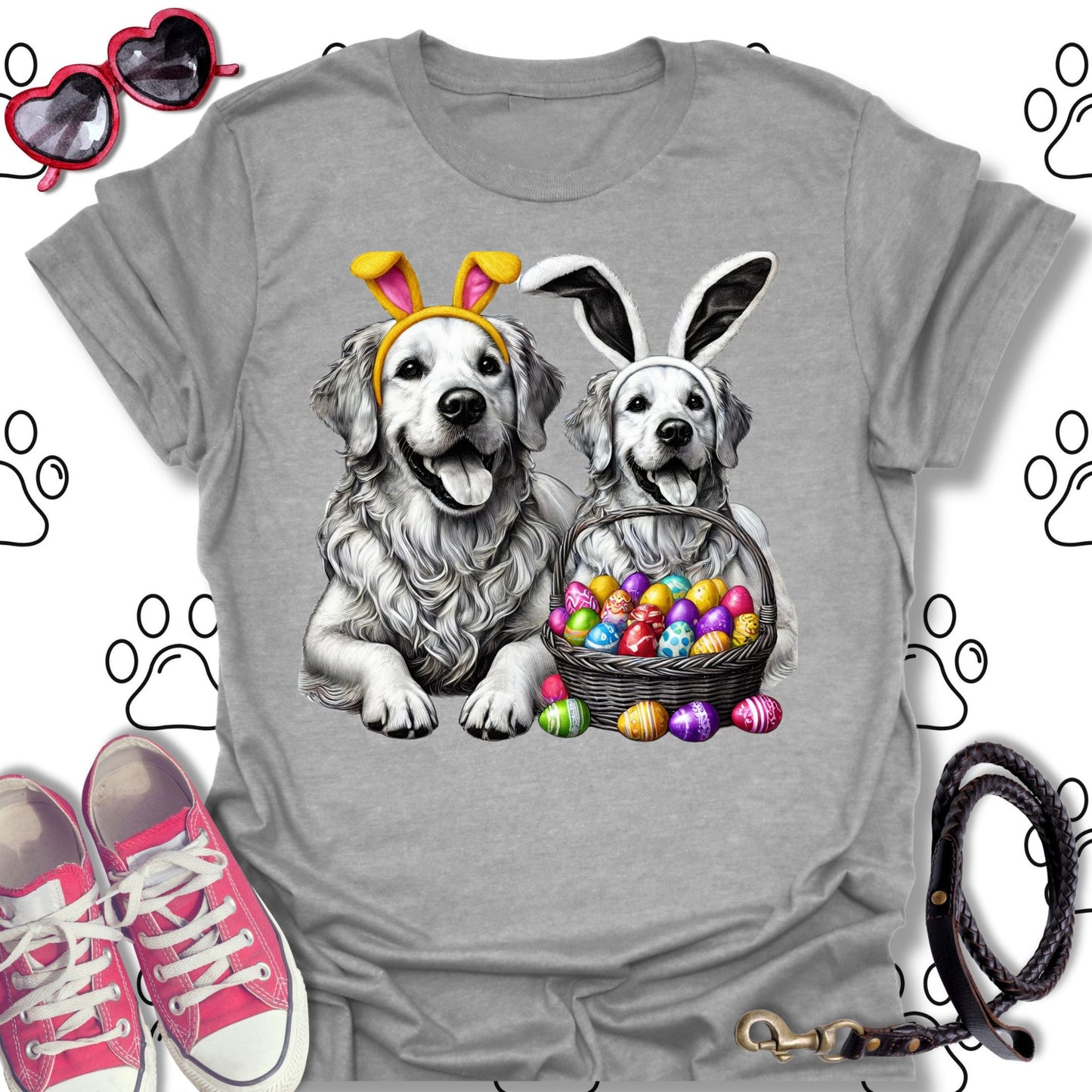 Golden Retriever Pair Easter Bunny T-Shirt