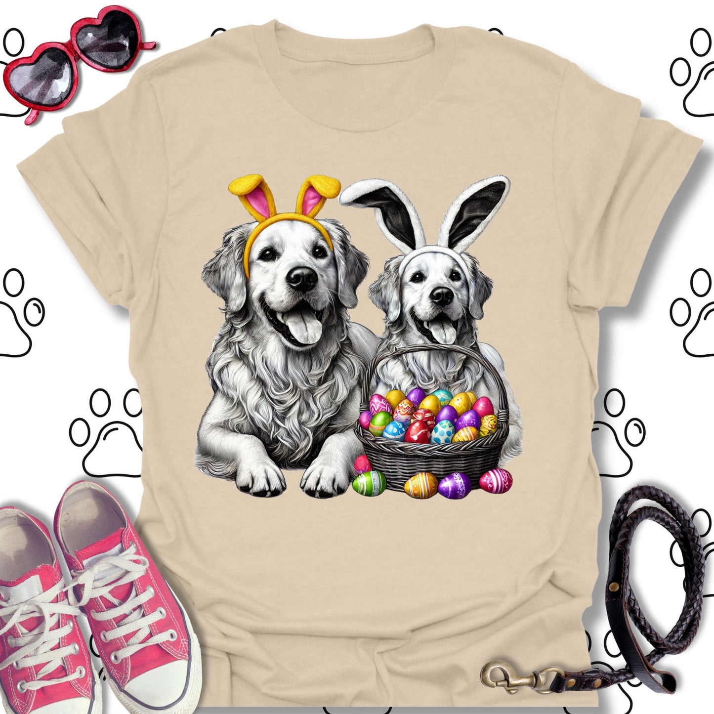 Golden Retriever Pair Easter Bunny T-Shirt