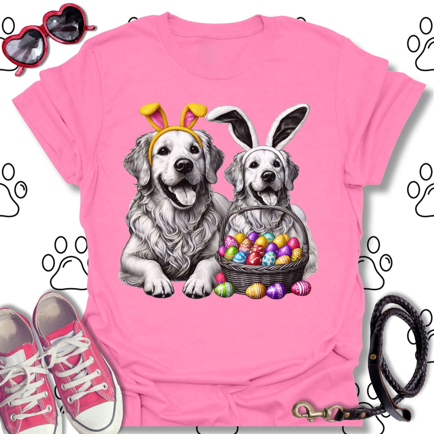 Golden Retriever Pair Easter Bunny T-Shirt