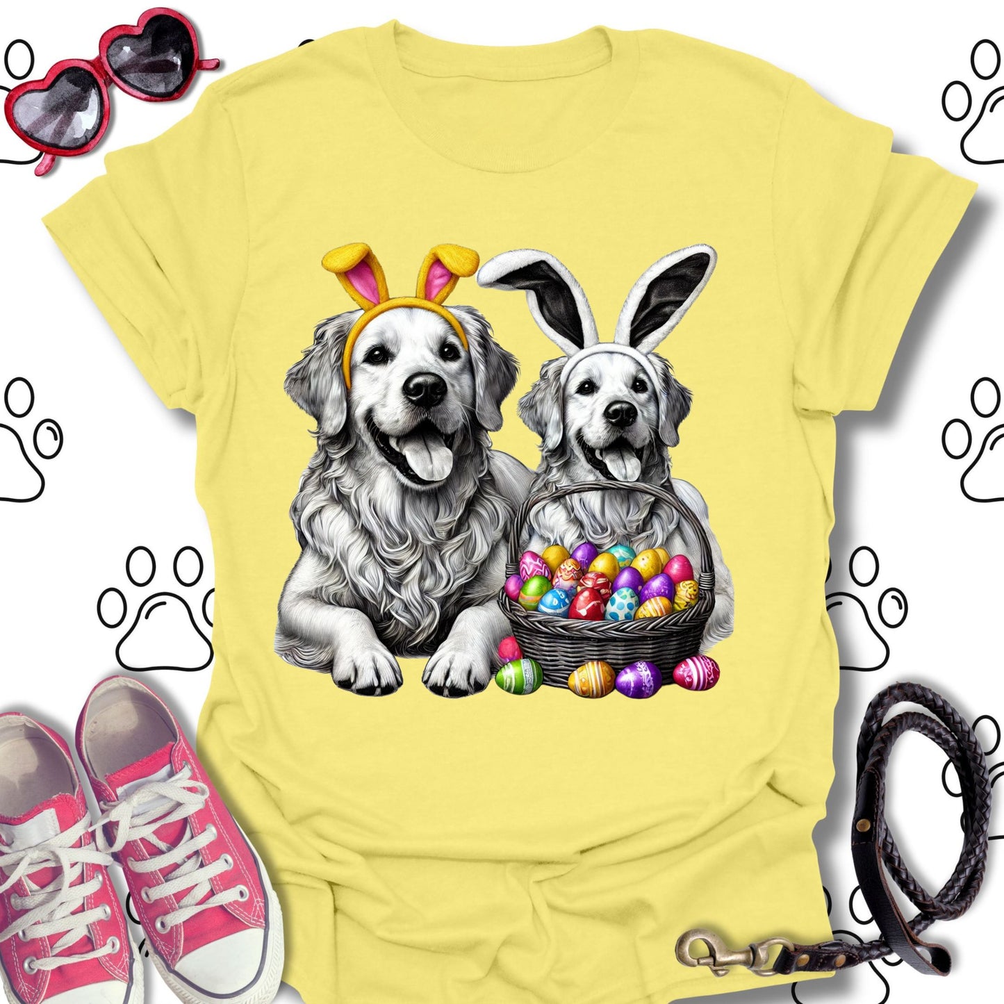 Golden Retriever Pair Easter Bunny T-Shirt