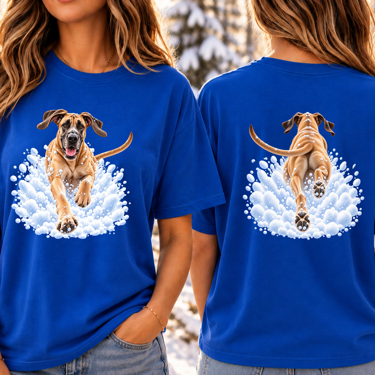 Great Dane Snow Day T-Shirt - Front & Back Print
