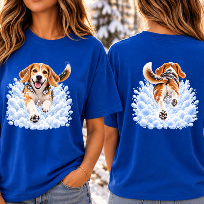 Beagle Snow Day T-Shirt - Front & Back Print