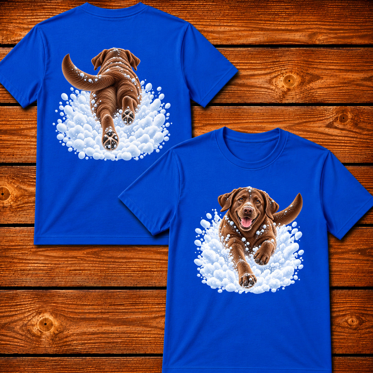 Chocolate Labrador Snow Day T-Shirt - Front & Back Print