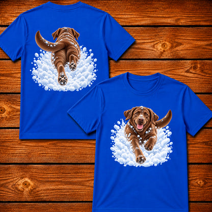 Chocolate Labrador Snow Day T-Shirt - Front & Back Print