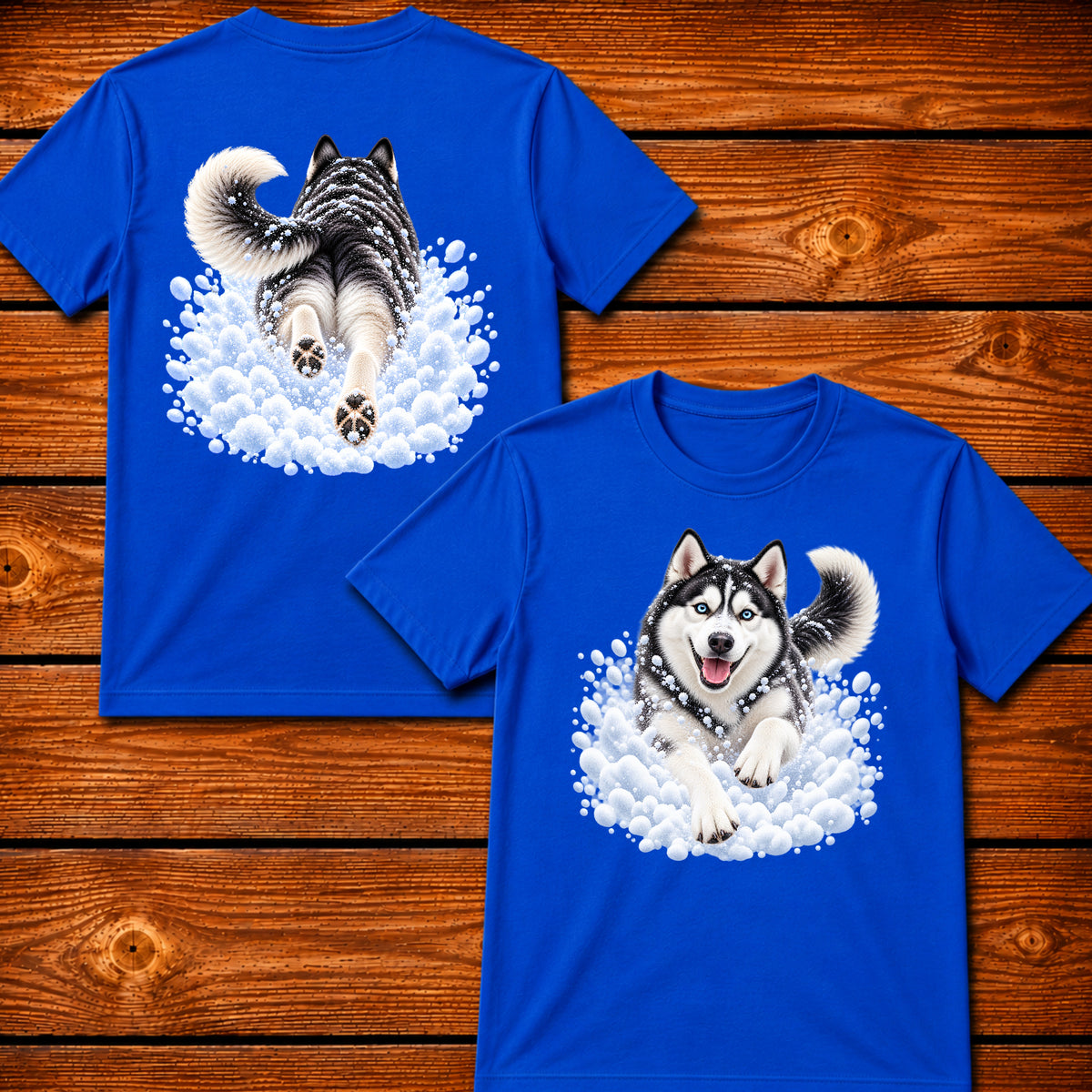 Siberian Husky Snow Day T-Shirt - Front & Back Print