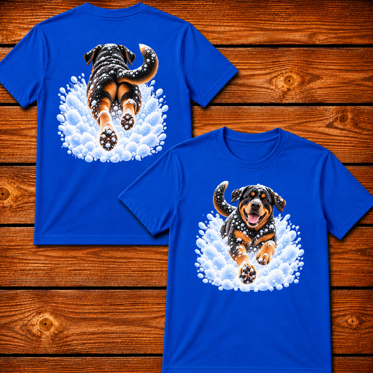 Rottweiler Snow Day T-Shirt - Front & Back Print
