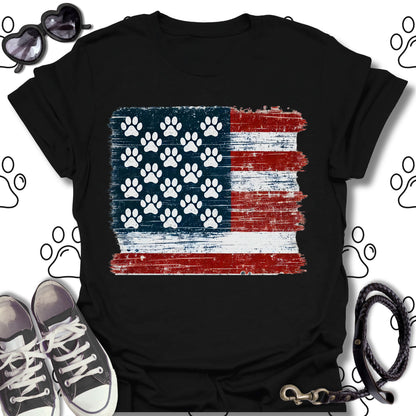 Patriotic Paw Print American Flag Shirt