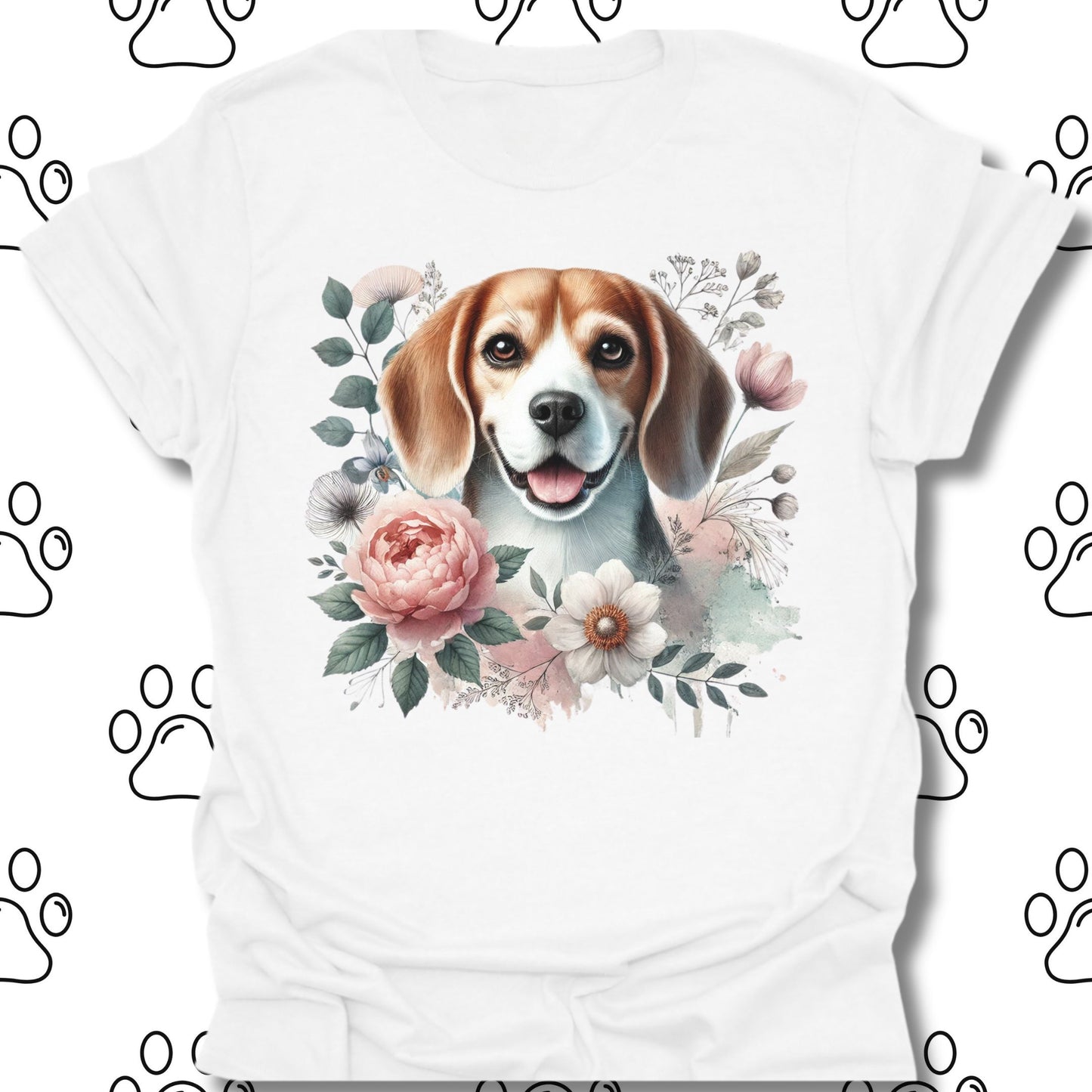 Beagle Floral Watercolor T-Shirt