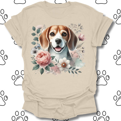 Beagle Floral Watercolor T-Shirt