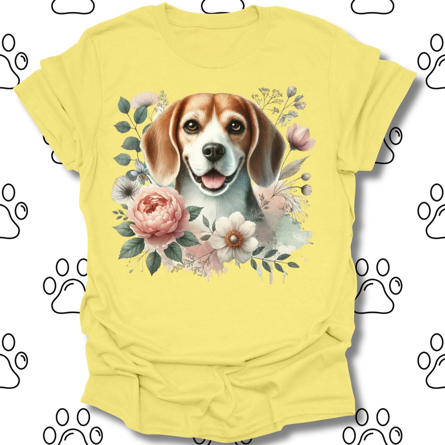 Beagle Floral Watercolor T-Shirt