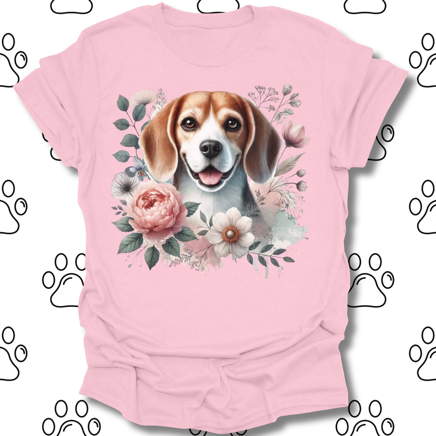 Beagle Floral Watercolor T-Shirt