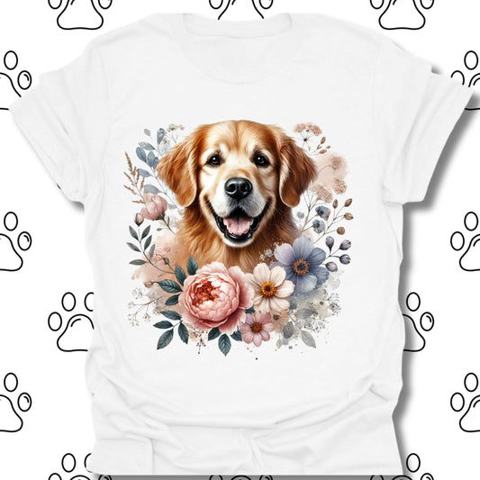 Golden Retriever Floral Watercolor T-Shirt