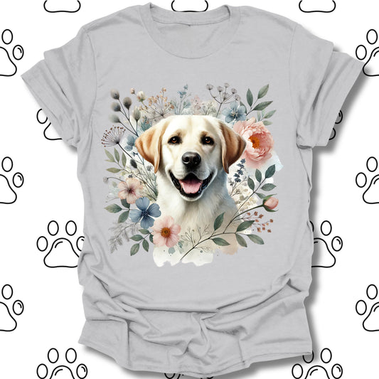 Labrador Retriever Floral Watercolor Art T-Shirt