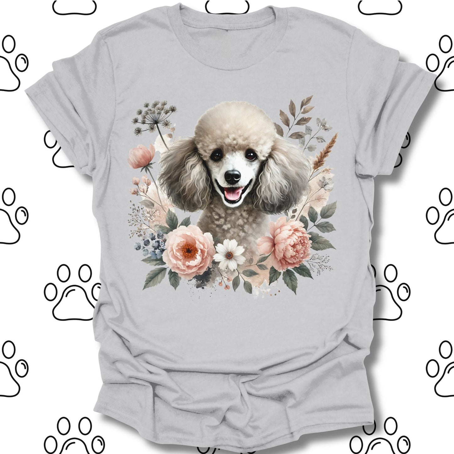 Poodle Floral Watercolor T-Shirt