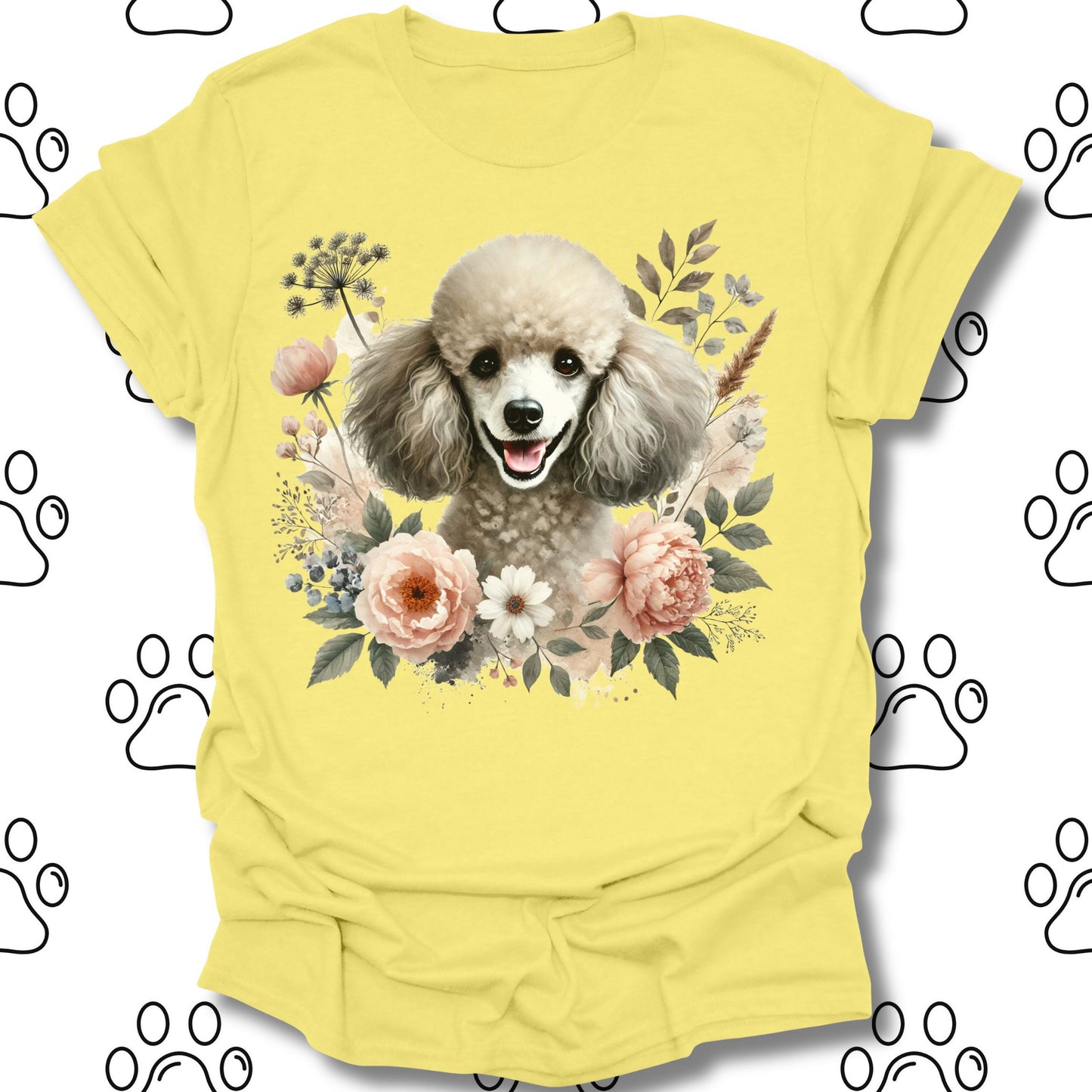 Poodle Floral Watercolor T-Shirt