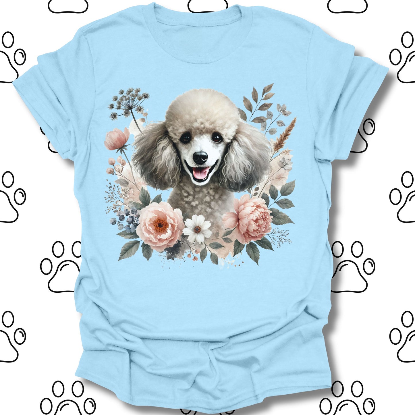 Poodle Floral Watercolor T-Shirt