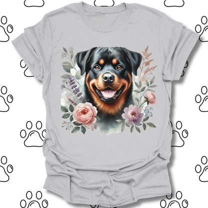 Rottweiler Floral Watercolor T-Shirt