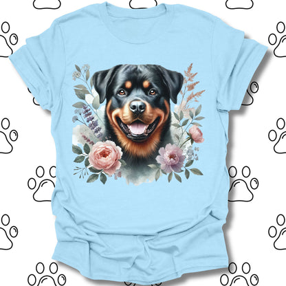 Rottweiler Floral Watercolor T-Shirt