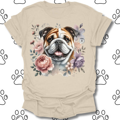 Bulldog Floral Watercolor T-Shirt