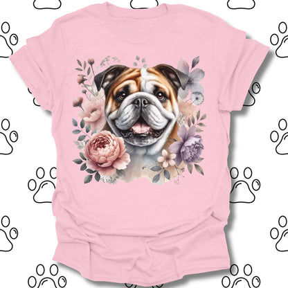 Bulldog Floral Watercolor T-Shirt