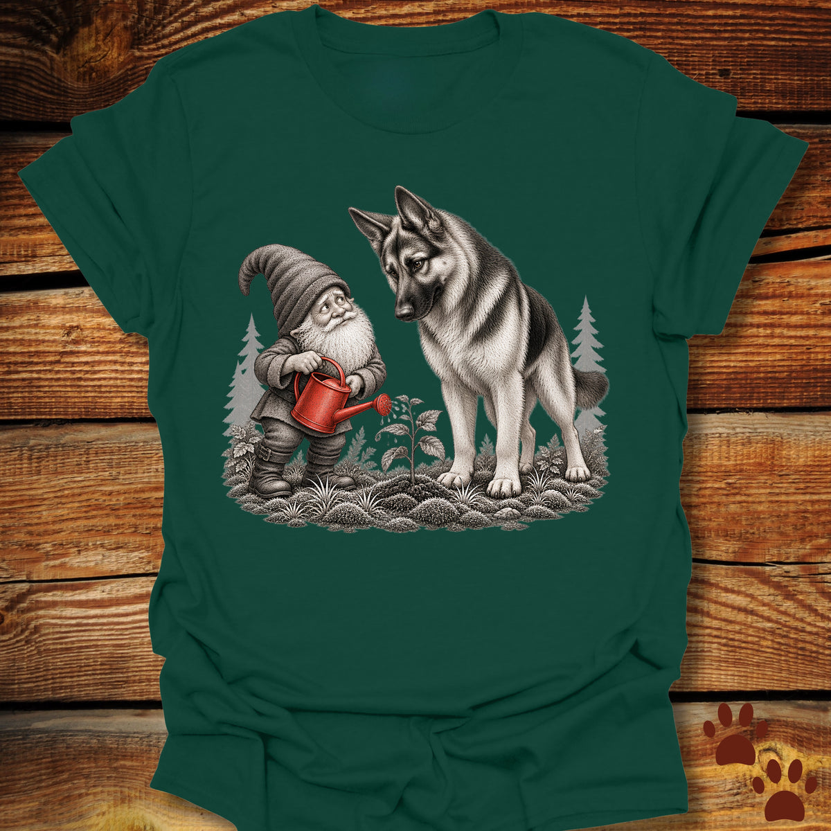 Garden Gnome and German Shepherd T-Shirt