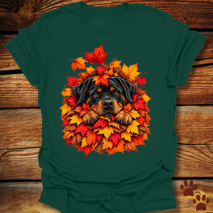 Rottweiler Leaf Pile T-Shirt - Front & Back Print