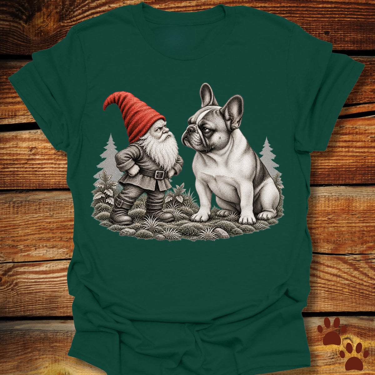Garden Gnome French Bulldog Standoff T-Shirt
