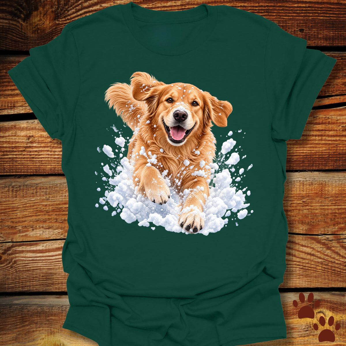 Golden Retriever Snow Day T-Shirt - Front & Back Print