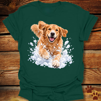 Golden Retriever Snow Day T-Shirt - Front & Back Print
