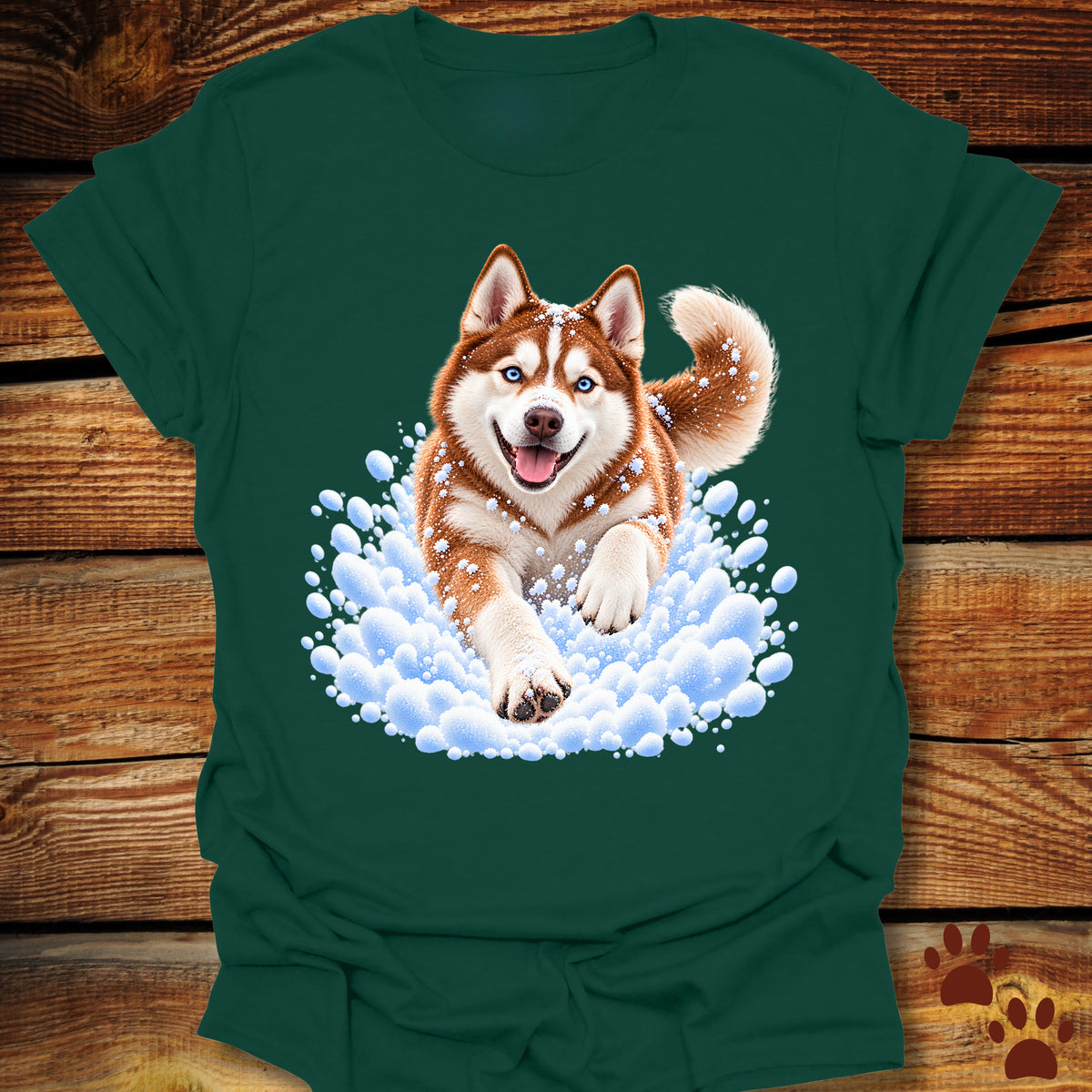 Red Husky Snow Day T-Shirt - Front & Back Print