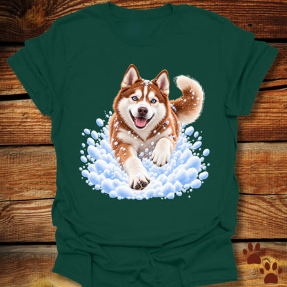 Red Husky Snow Day T-Shirt - Front & Back Print