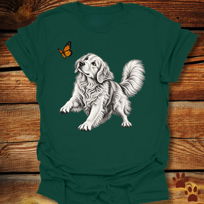 Golden Retriever Chasing Butterfly T-Shirt