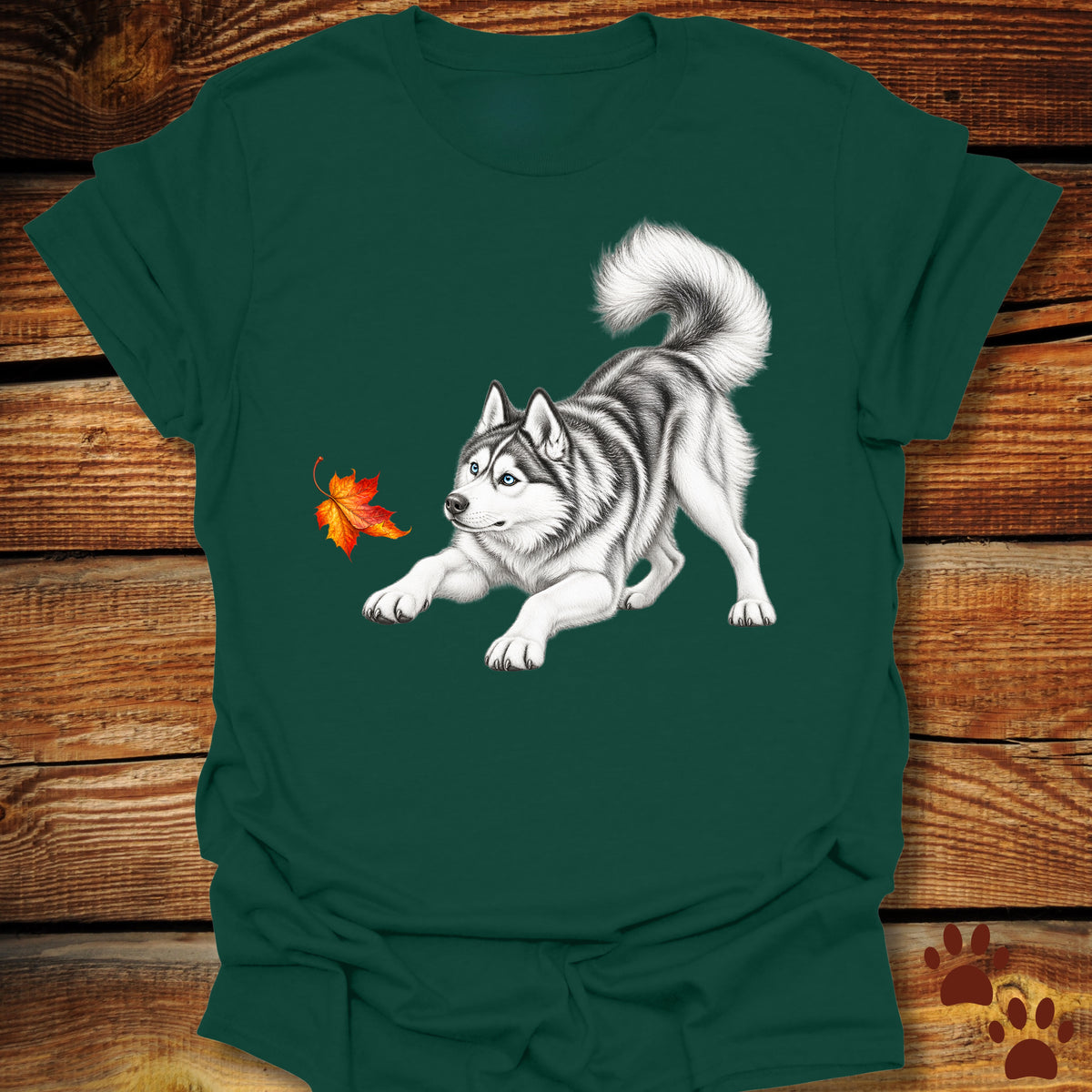 Siberian Husky Fall Leaf T-Shirt