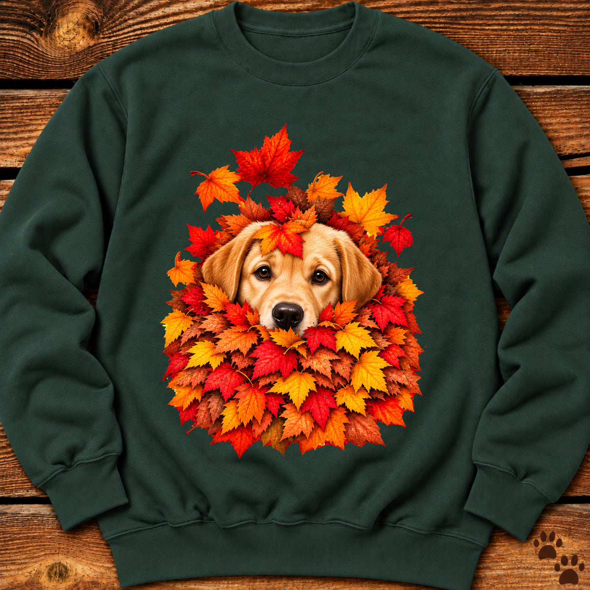 Yellow Labrador Retriever Leaf Pile Crewneck