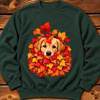 Yellow Labrador Retriever Leaf Pile Crewneck