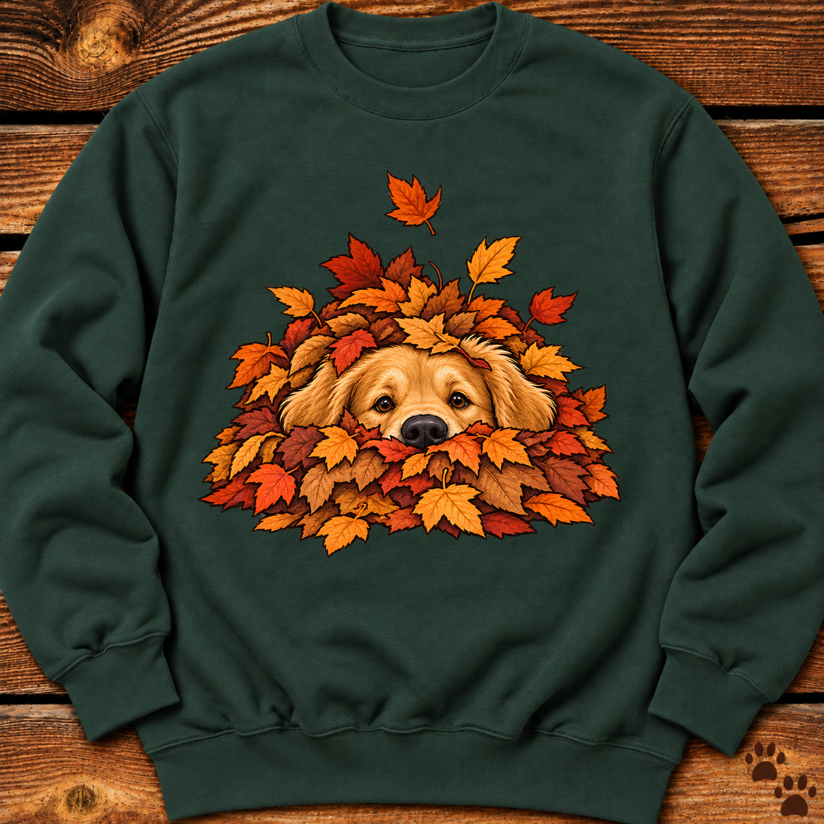 Golden Retriever Leaf Pile Crewneck