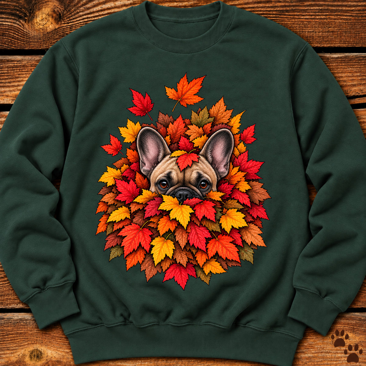French (Frenchie) Bulldog Leaf Pile Crewneck