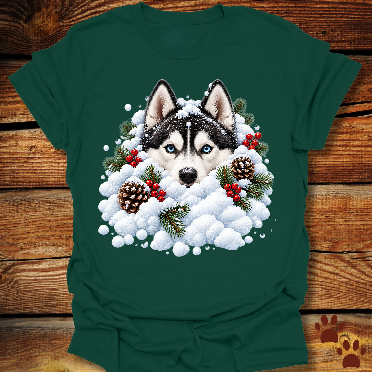Husky Snowbank T-Shirt - Front & Back Print