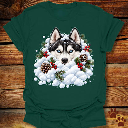 Husky Snowbank T-Shirt - Front & Back Print