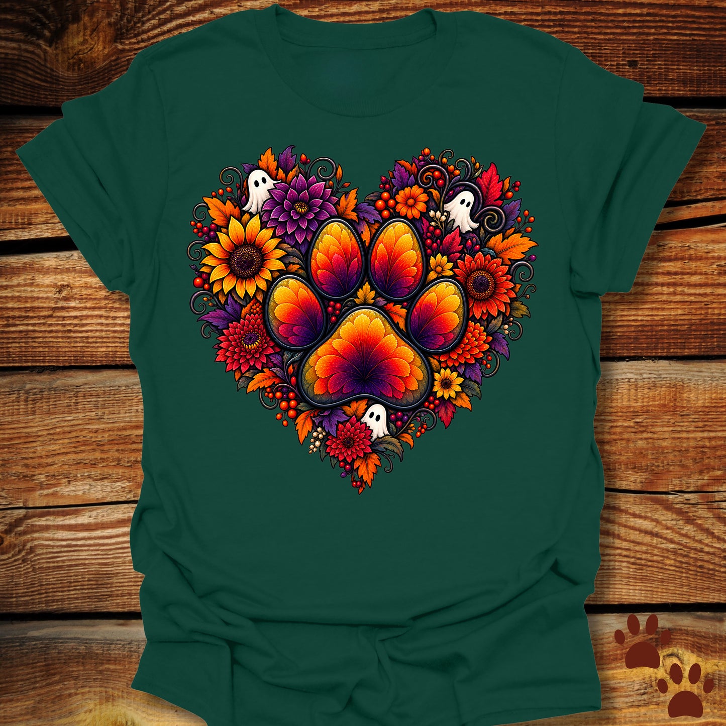 Hidden Ghost Paw Heart T-Shirt