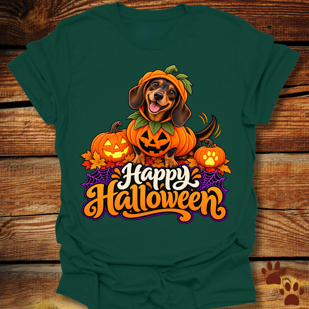 "Happy Halloween" Dachshund Pumpkin T-Shirt